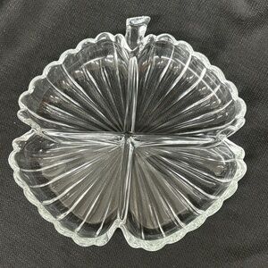 Vintage Glass Four- Leaf clover Serving Dish